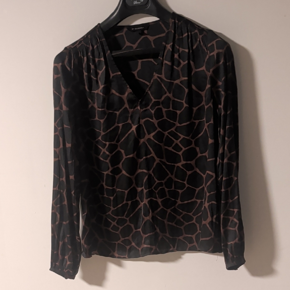 Banana Republic Black and Brown Patterned Blouse